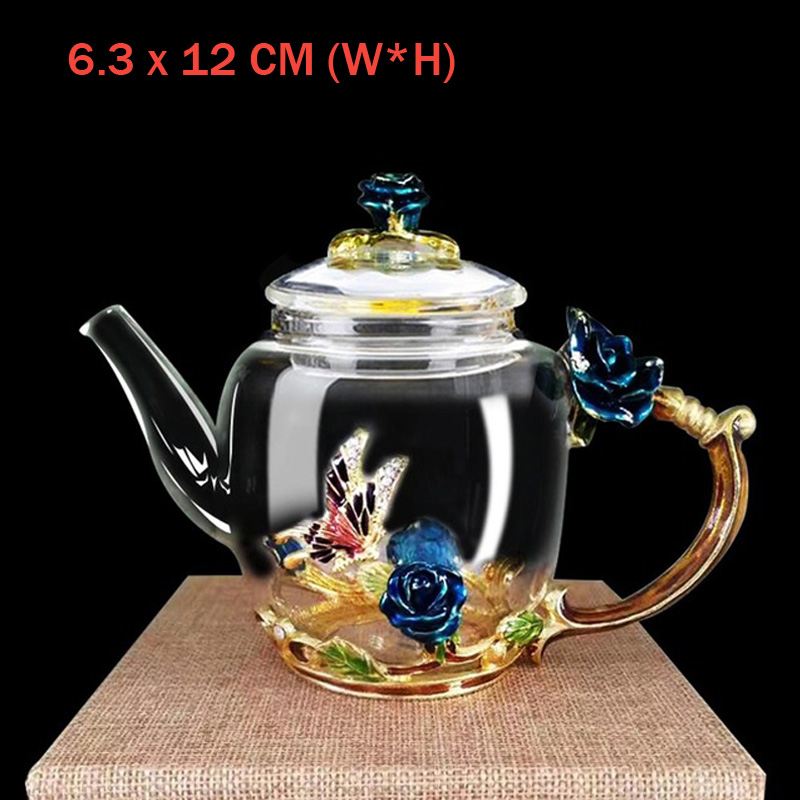 Théière de luxe en verre cristal émaillé, , théière résistante à la chaleur, accessoires de cuisine, de mariage