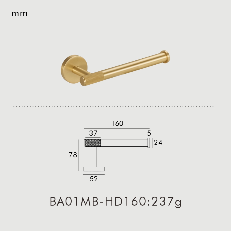 Nurlin Messing Rändelserie Badezimmerzubehör Beschläge Handtuchhalter Schienen Haken Toilettenpapierhalter Schwarzgold: Gelb