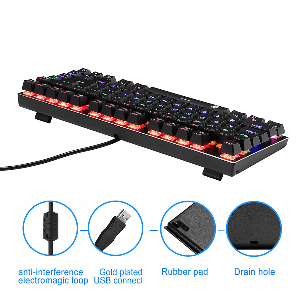 Mechanical Keyboard Wired Gaming Keyboard Rainbow Mix Backlit 81 keys Anti-ghosting Blue Red Brown Switch For Game Laptop PC