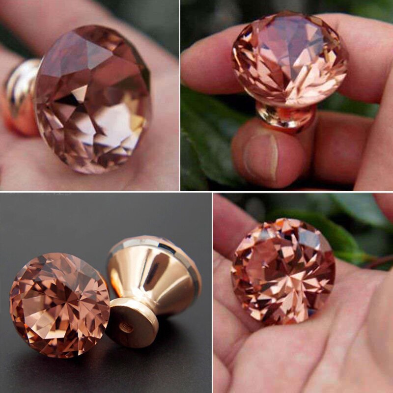 30MM Rose Gold Rhinestone Knobs For Door Cabinet Drawer Cupboard Handle Pulls