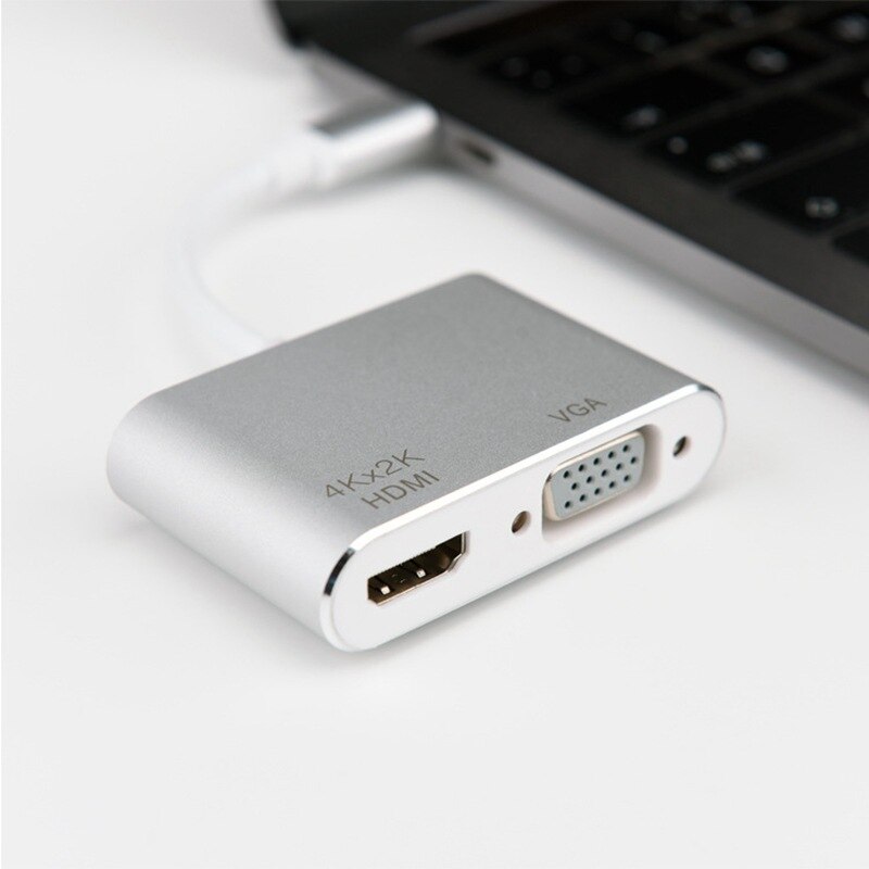USB C HUB di Tipo C a HDMI VGA Converter 4K Thunderbolt 3 per il Computer Portatile Mac-book Google chromebook Pixel Usb-C Hub Hdmi