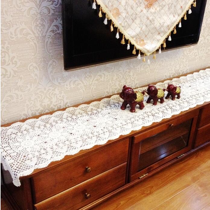 Handmade Crochet Woven Hollow Rectangular Tablecloths Table Runner Desk Cloth