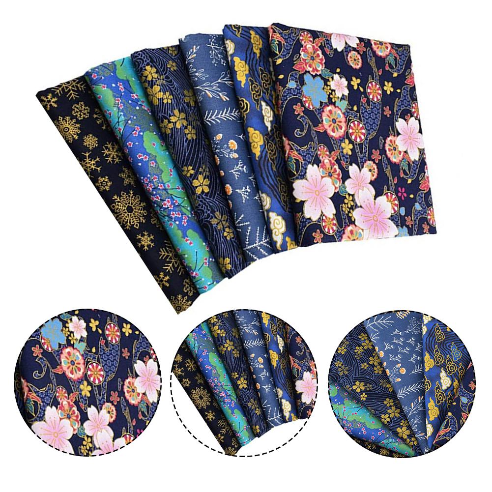 6 Stuks Blauw Katoen Stof Gedrukt Ruimte Beddengoed Materiaal Naaien Stof