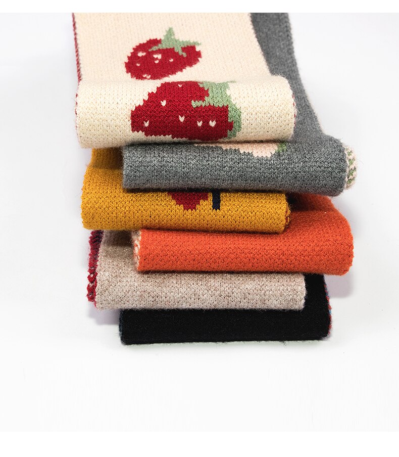 women cute strawberry knitted boa ladies autumn warm lovely decorative neck scarves Korean Japan school girls skinny neckerchief
