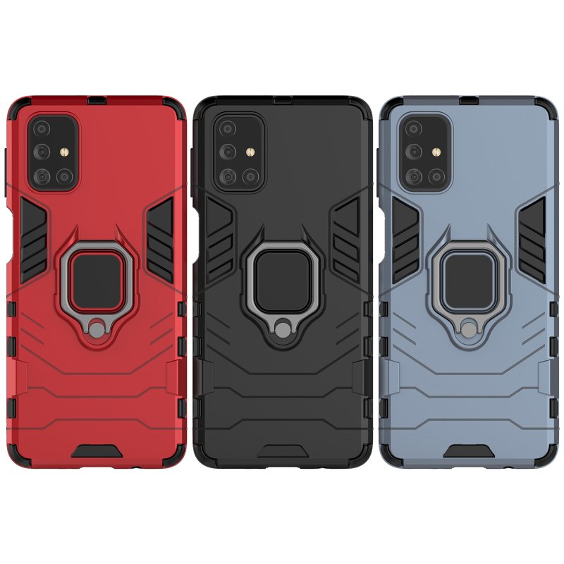 Schokbestendig Case Voor Samsung Galaxy M31S Silicone Hard Pc Armor Telefoon Geval Voor Samsung M31S Magnetische Metalen Ring Bescherming Cover