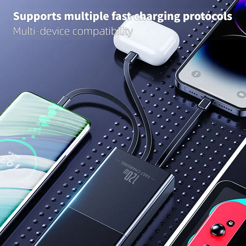ONEPLUS 200000mAh Power Bank 120W Super Fast Charge Portable Charger Built in Cables LED Digital Display For iPhone Xiaomi IOS