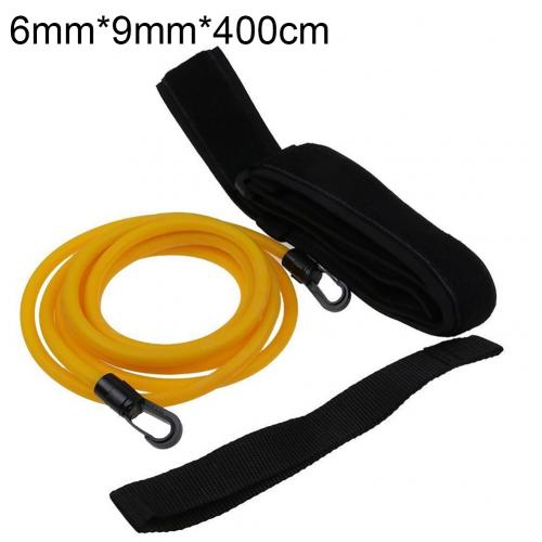 Cinturón de resistencia de látex ajustable para adultos y niños, cinturón elástico de alta resistencia para ejercicio de natación, aumento de potencia: 6mmx9mmx400cm Yellow