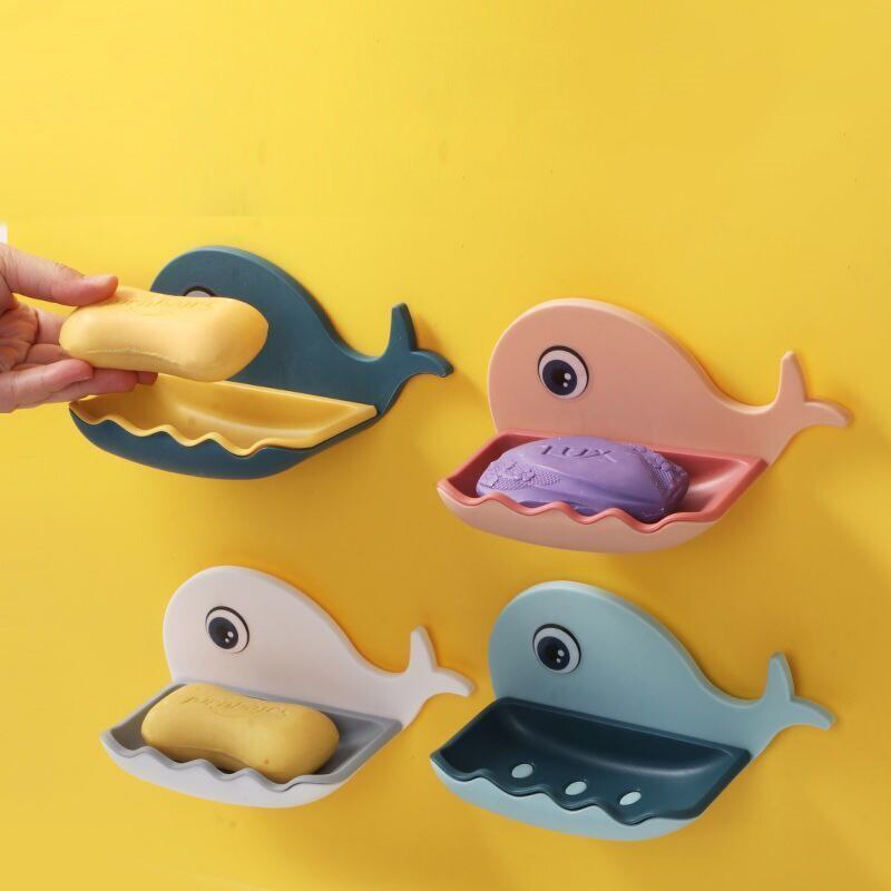 Kleine Walvis Zeepkist Punch-Gratis Muur Gemonteerde Zuignap Wc Afvoer Rack Huishoudelijke Badkamer Schotel Houder planken Voor Muur