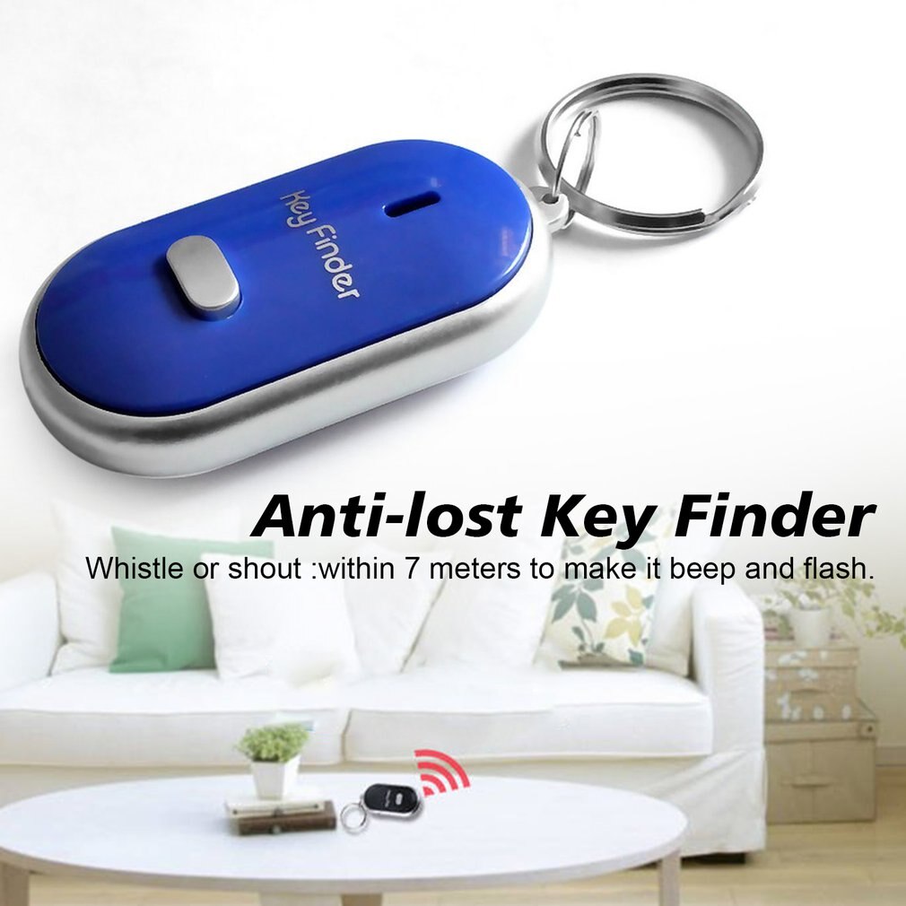 LED Whistle Key Finder Flashing Beeping Sound Control Alarm Anti-Lost Keyfinder Locator Tracker with Keyring