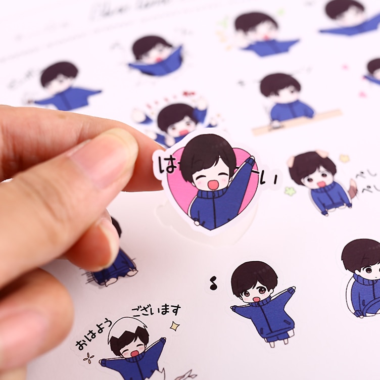 24pcs Cute character boy 2 stickers DIY Laptop StickersKids Waterproof DIY Decals Sticker for Fridge Suitcase Stationery