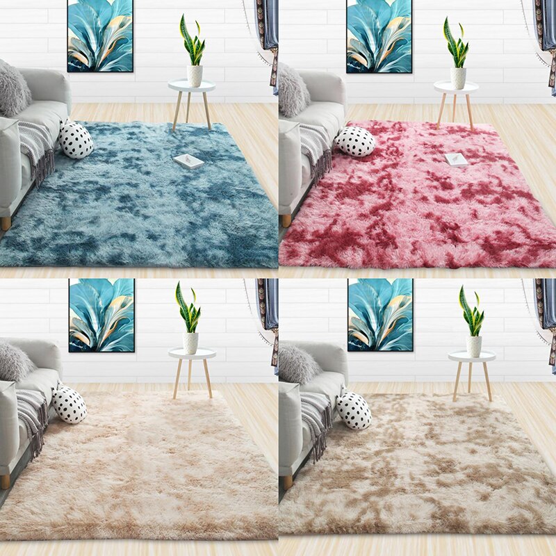 Plush Carpet for Living Room Fluffy Rug Thick Bed Room Carpets Anti-slip Floor Gray Soft Rugs Tie Dyeing Velvet Kids Room Mat
