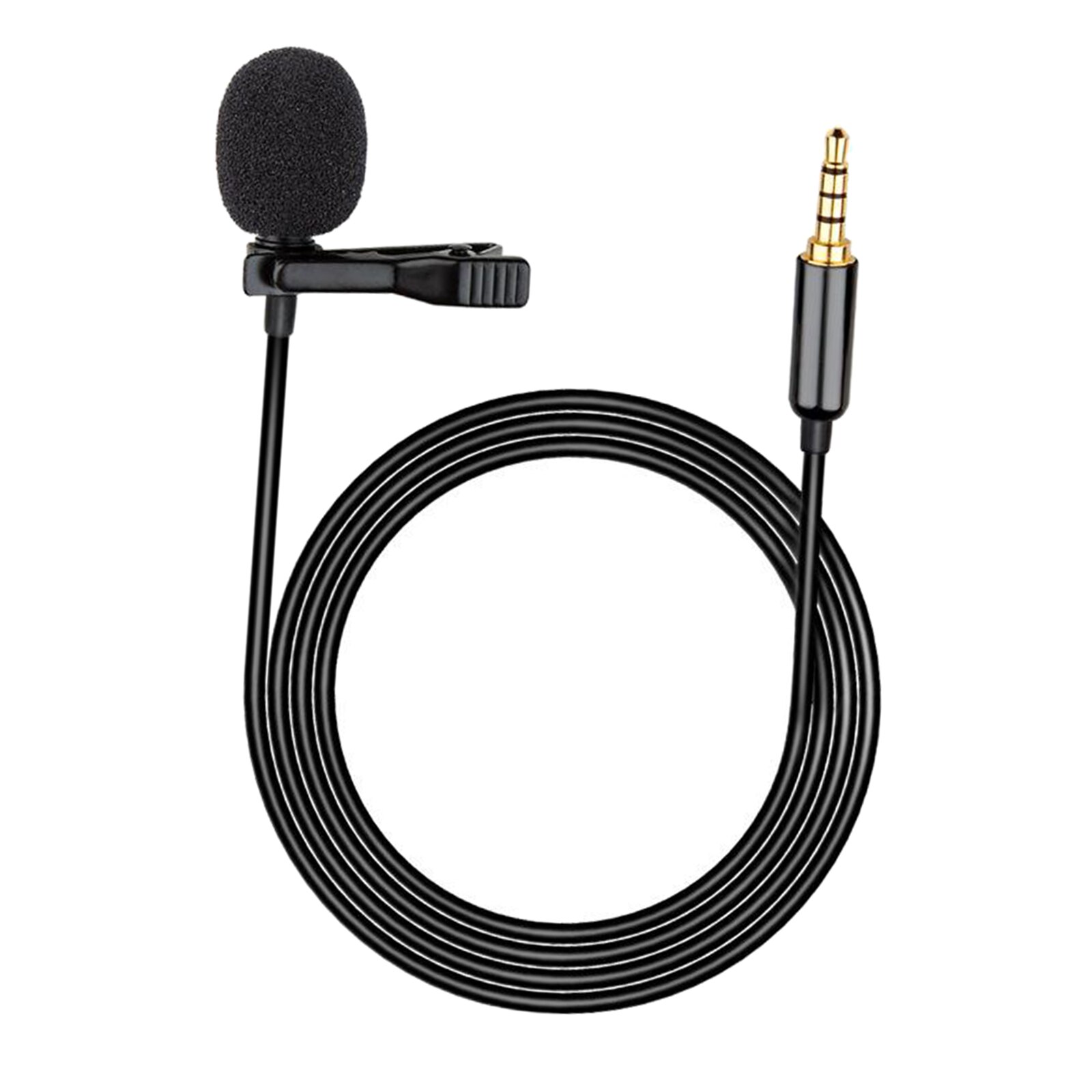 Clip-on Lapel Mic Stereo Audio 3.5mm Jack Lavalier Microphone w/ Storage Bag