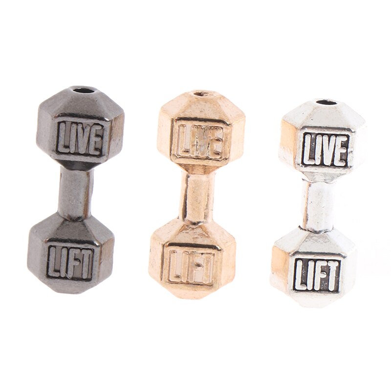 2Pcs 1/12 Dollhouse Miniature Barbell Dumbbells Fitness Weights Gym Model Toys