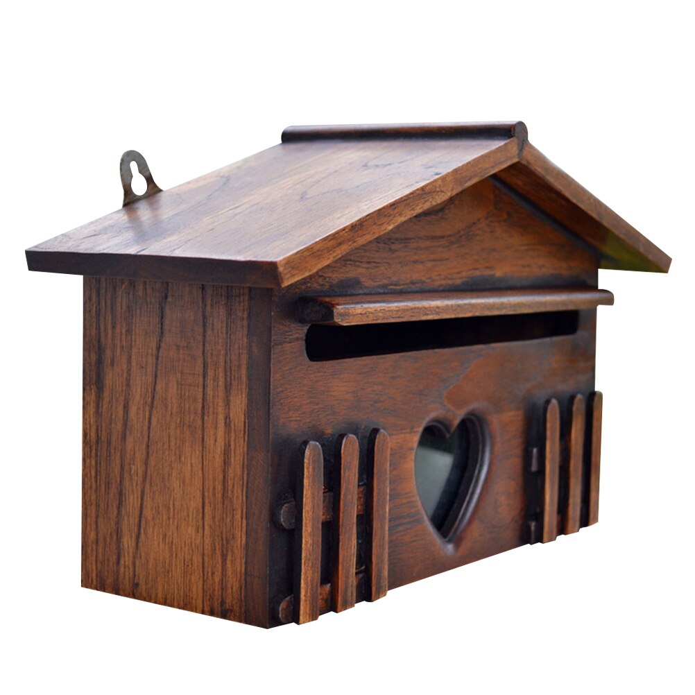 Wooden Mailbox Outddor Post Box Rainproof Suggestion Box Wall Mounted Letter Box For Home Garden Company: Default Title