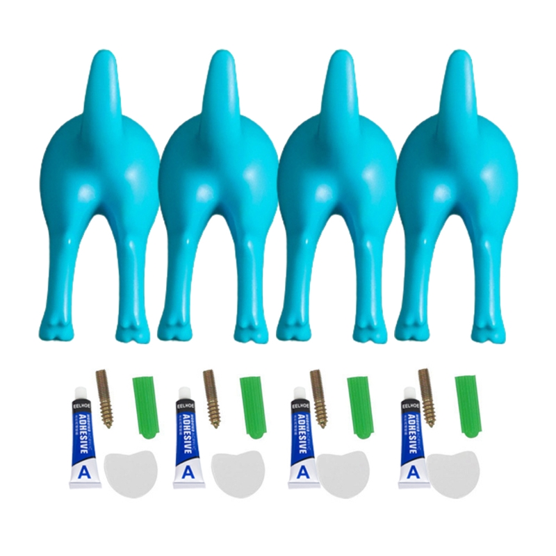 Gxma 4 Stuks Nordic Stijl Leuke Plastic Hond Staart Haken Met Schroeven Plakband Muur Gemonteerde Sleutel Hanger Hoed Jas muur Haak Thuis: BL