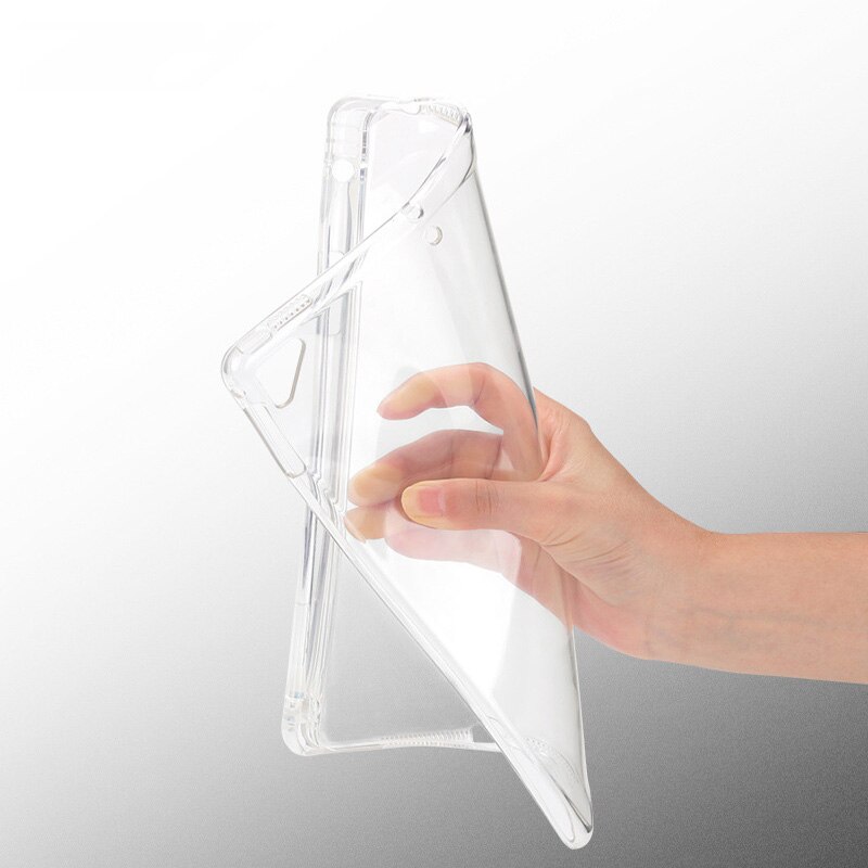 Couvercle Transparent Pour iPad 10.2 7 8 Mini 2 3 4 5 9.7 Pro 10.5 11 2 3 4 Avec Porte-Crayon TPU Arrière En Silicone Étui Pour Tablette