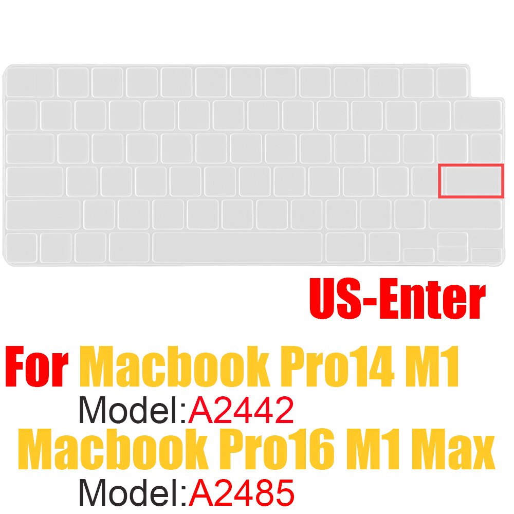 Farve silikone spansk/chile tastatur skin cover til macbook pro 14 a2442 m1 chip pro 16 m1 max  a2485 tastatur cover: Os-klar