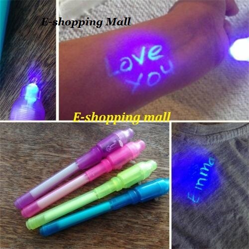 4 teile/los, UV-Licht Stift Unsichtbare Tinte Sicherheit Marker Stift Mit Ultra Violet LED Schwarzlicht