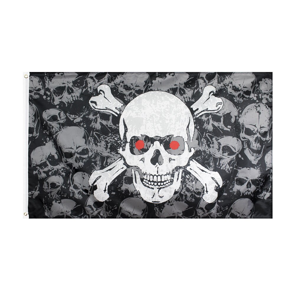 90* 154cm 1 stk piratflag kranium flag lærred header banner polyester med messing tyller halloween temafest udendørs dekoration: 3