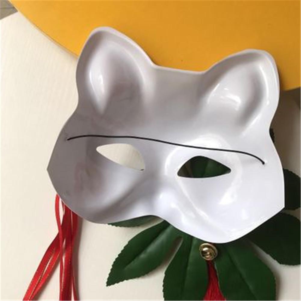Masque d'halloween japonais peint à la main demi visage renard Cosplay masque demi visage danse masque chat visage renard masque accessoires de Performance