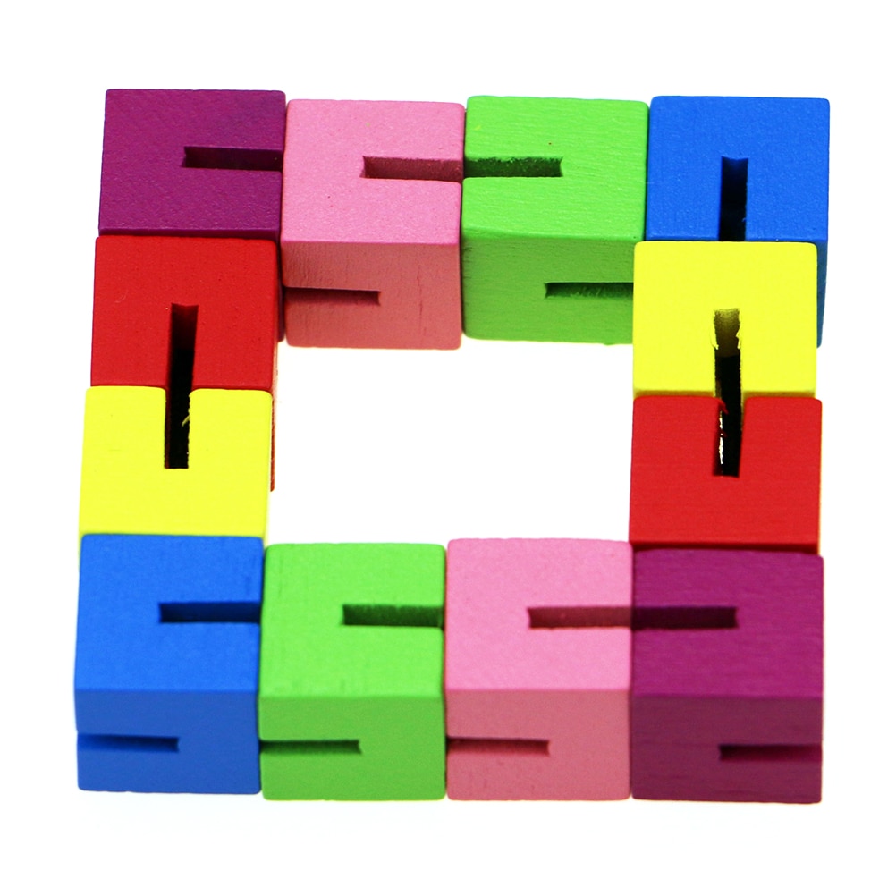 Kleurrijke Houten Puzzel Kubus Puzzel Vorm Houten String Wendingen Cubes Creatieve Decompressie Speelgoed voor Kids Kinderen Brain Teaser