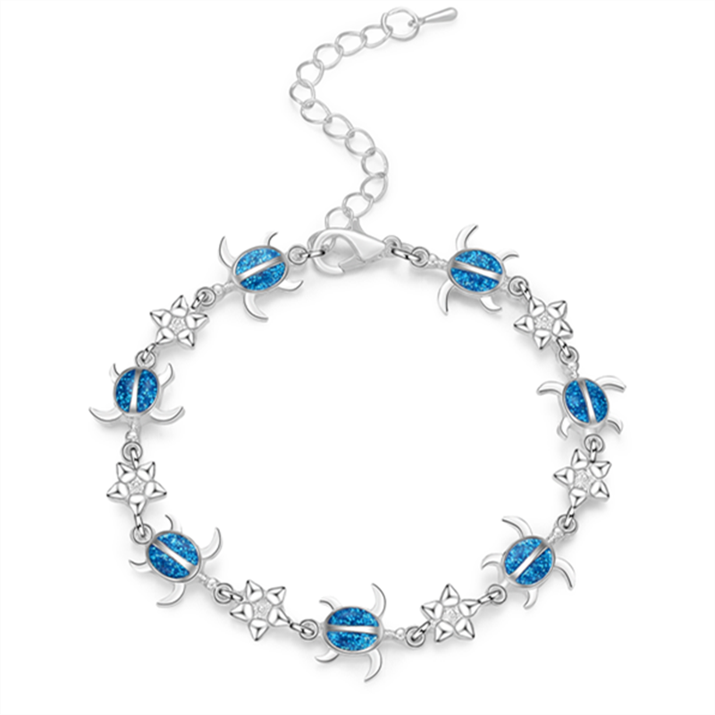 Synthetische Blue Fire Opal Vierkante Steen Armbanden Armbanden Voor Vrouwen Zilveren Kleur Armband Mode-sieraden Valentijnsdag: B054