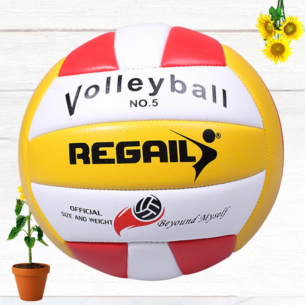 1PC Standard Volleyball Soft Sport PU Volleyball for Outdoor Training Games (Red)