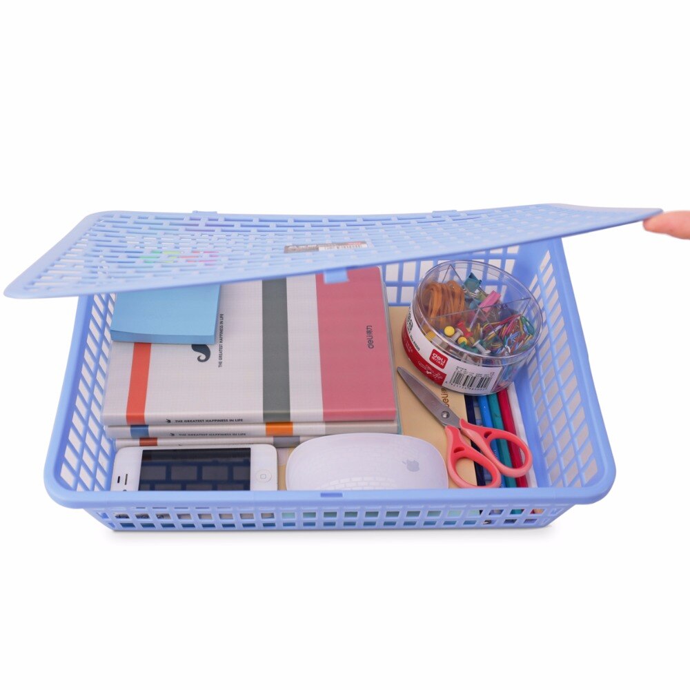 Deli 1pcs 924 file basket A4 Thickening of plastic storage basket rectangular desktop file storage basket storage box