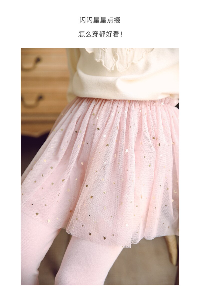 Girls Leggings with Skirt Children Spring Skinny Pants Solid Cotton Skirt-Pants Toddler Kids Leggins
