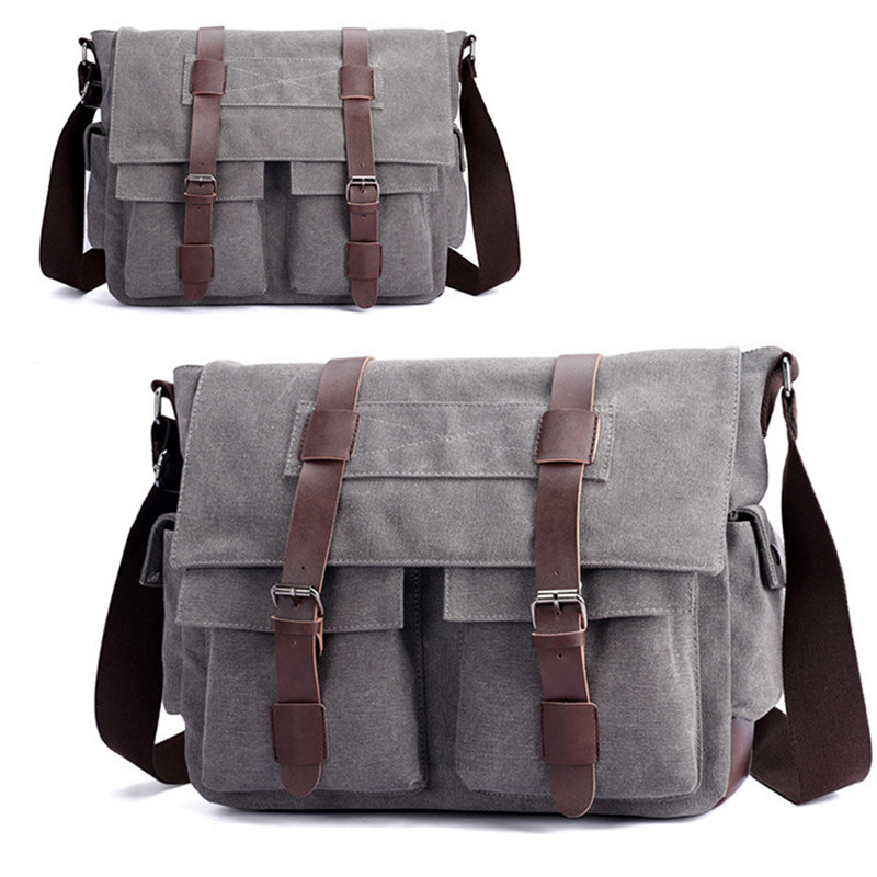Bolso de lona Vintage para hombre, bolso cruzado informal para hombre, bolso de mensajero, bolsos de hombro de viaje para hombre, Bolsa Masculina de: Gris