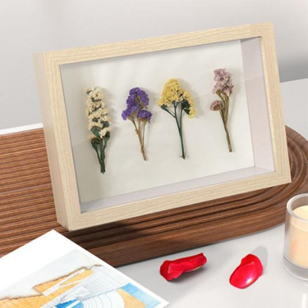 5cm Thick Deep Box Photo Frame Picture Memory Case Wood Picture Frame Flower Shadow Specimen Frame Box Photo Display Box: 5 inch / Red