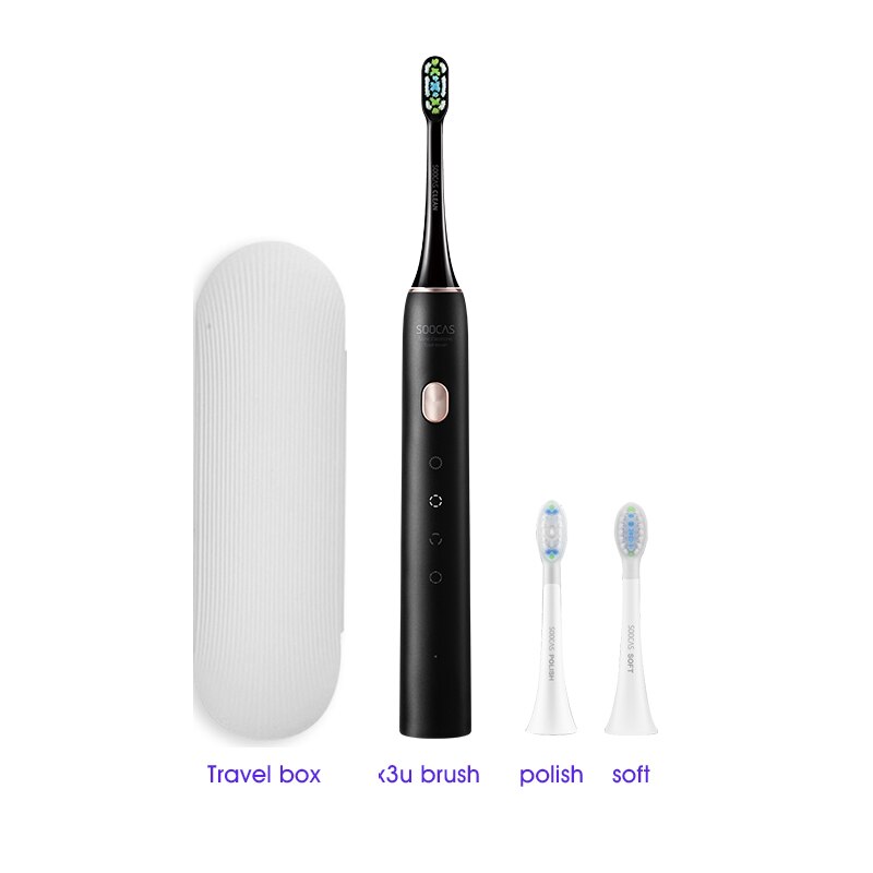 Soocas  x3u sonic elektrisk tandbørste ultralyd automatisk opgraderet hurtigt ladbar voksen vandtæt tandbørste: X3u sort standard