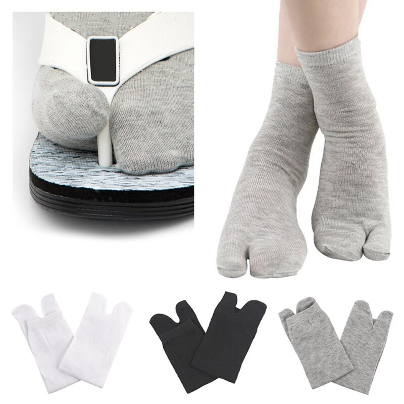 1 Pair Women/Men Unisex Japanese Unisex Kimono Flip Flop Sandal Split Sock Two Fingers Walking SportCalcetines