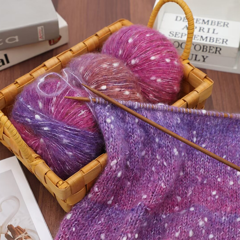 Hilo de Mohair de Alpaca para ganchillo, paquete de 150g de puntos coloridos para tejer chal, ropa, bufanda, hilo de lana teñido segmental degradado para bebé