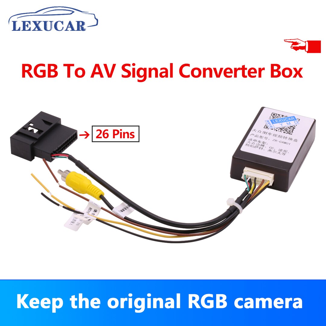 26 PINS RGB to CVBS (RCA) AV Signal Converter Adapter for VW RGB Original Rearview Backup Camera For VW passat CC Tiguan