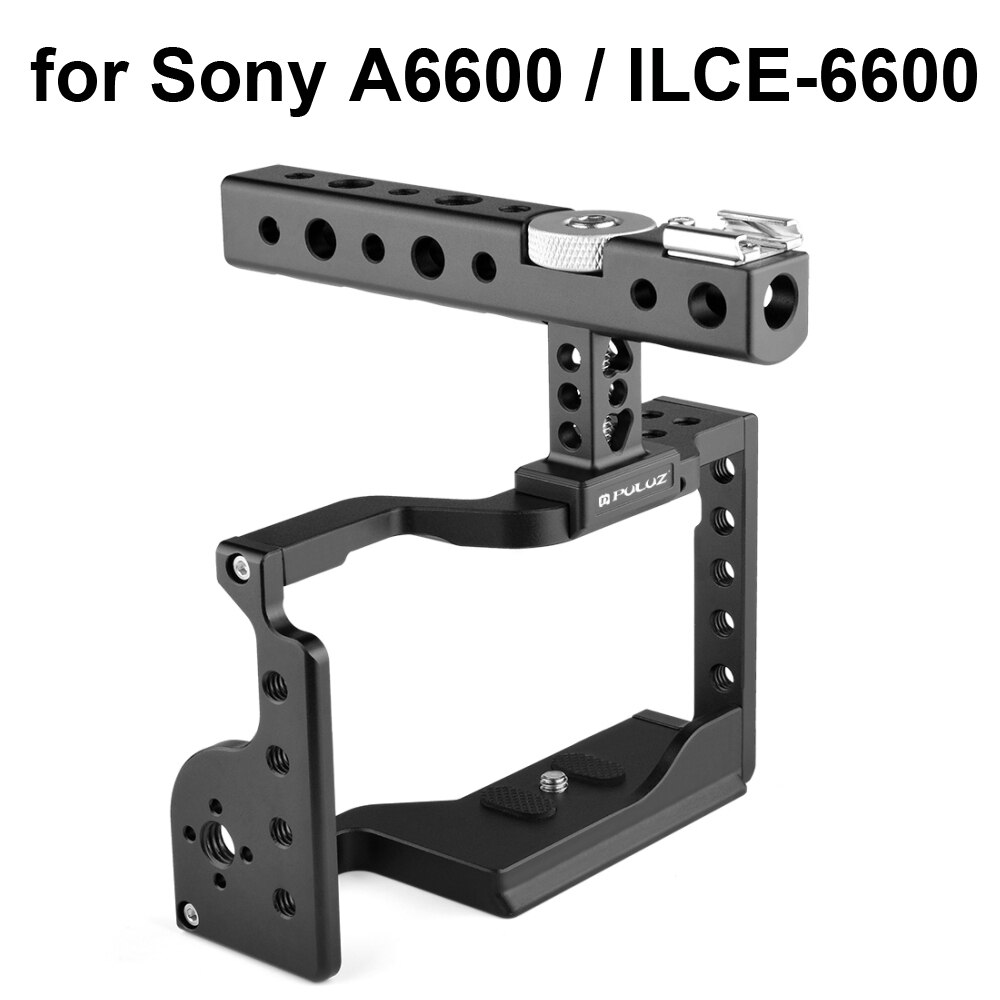 PULUZ Video Camera Cage Stabilizer for Canon EOS M50 DSLR for Sony A6600 / ILCE-6600 Camera Stabilizer with Handle Grip: A6600 ILCE-6600