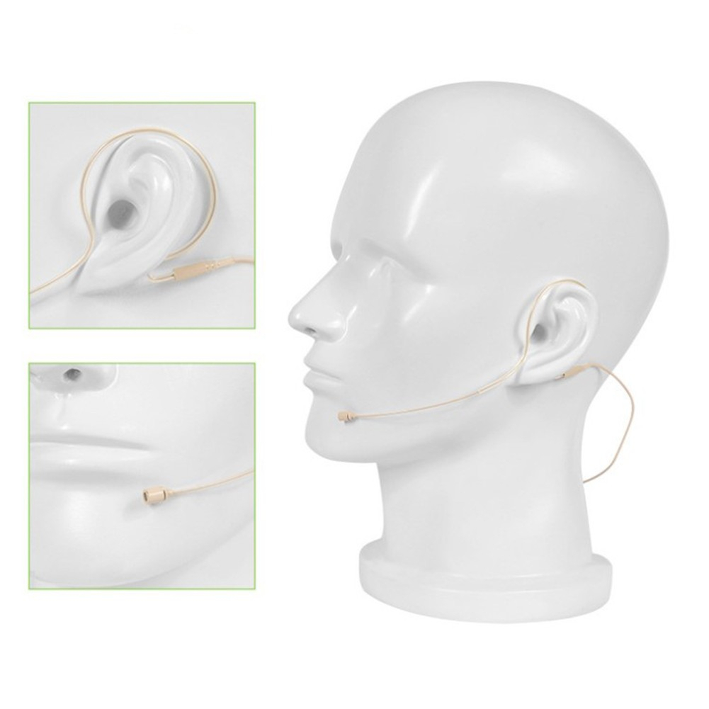 Beige enkele oorhaak Headsetmicrofoon Hoofdmicrofoon Handenvrije bediening 3,5 mm 3-pins 4-pins XLR-stekker met microfoonhoes