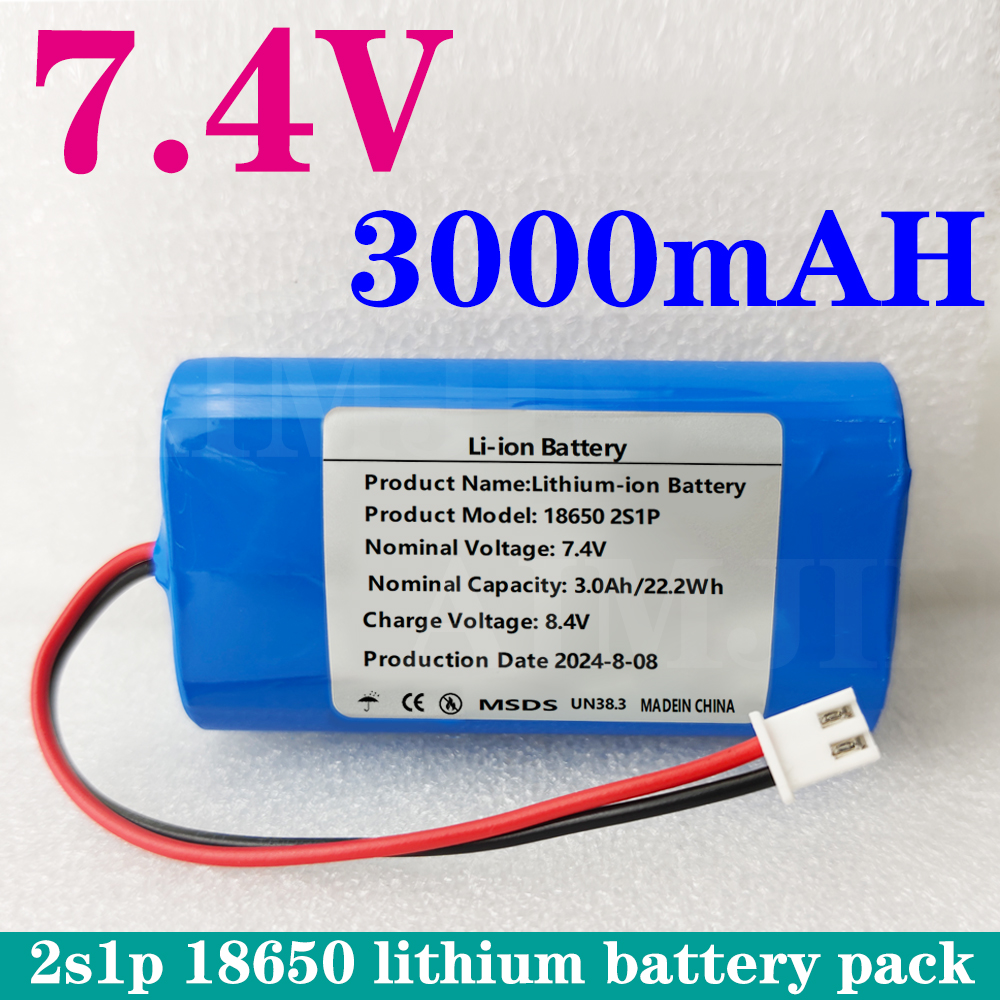 2s1p 7.4V 3000mah 18650 Rechargeable Battery for Amplifier Power toy Accessories LED Lights Security Equipment