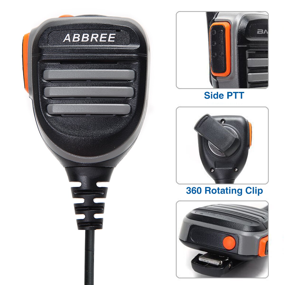 ABBREE AR-780 PTT Rainproof Shoulder Speaker Microphone for TYT Baofeng Two Way Radio UV-5R BF-888S UV-82 UV13 Pro Walkie Talkie