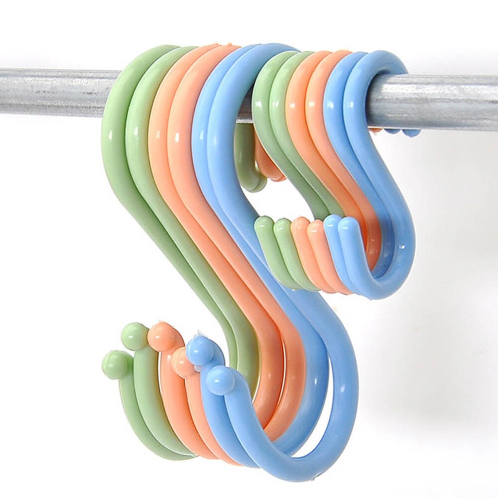 4/8pcs Practical Plastic Bucket Hook S Shape Clothing Rack Kitchen Railing S Hanger Kitchen Hooks