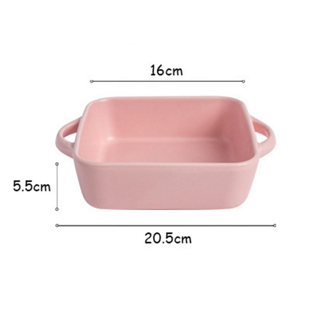Ceramic Color Glaze Binaural Baking Dish Simple Pasta Baked Rice Dish Square Salad Deep Dish Oven Baking Utensils