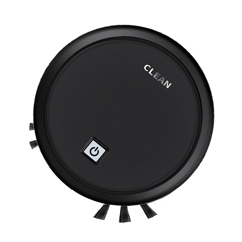 Smart gulv robot støvsuger støvsuger 3 in 1 multifunktionel usb auto rengøring robot suge feje robotter: Sort med børste