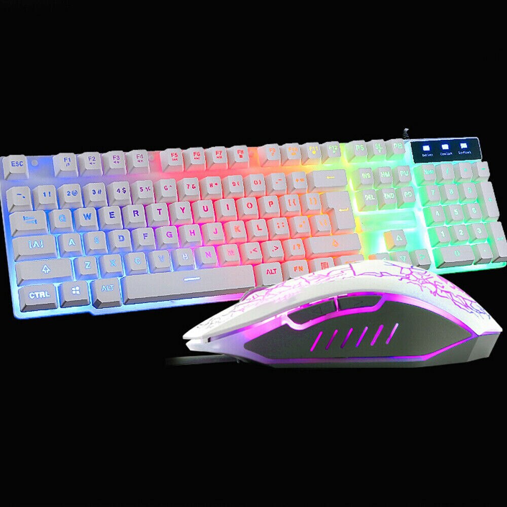 LED Gaming Keyboard Mouse Set Gaming Mouse Set LED USB Keyboard Kit Multicolor Breathing Lights Colorful Backlight