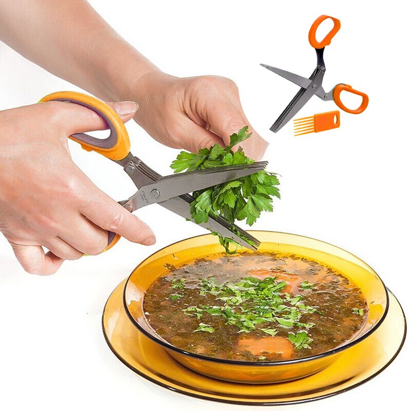 19*7cm Minced 5 Layers Multifunctional Kitchen Scissor Shredded Chopped Scallion Cutter Herb Laver Spices Cook Tool Cut 260g