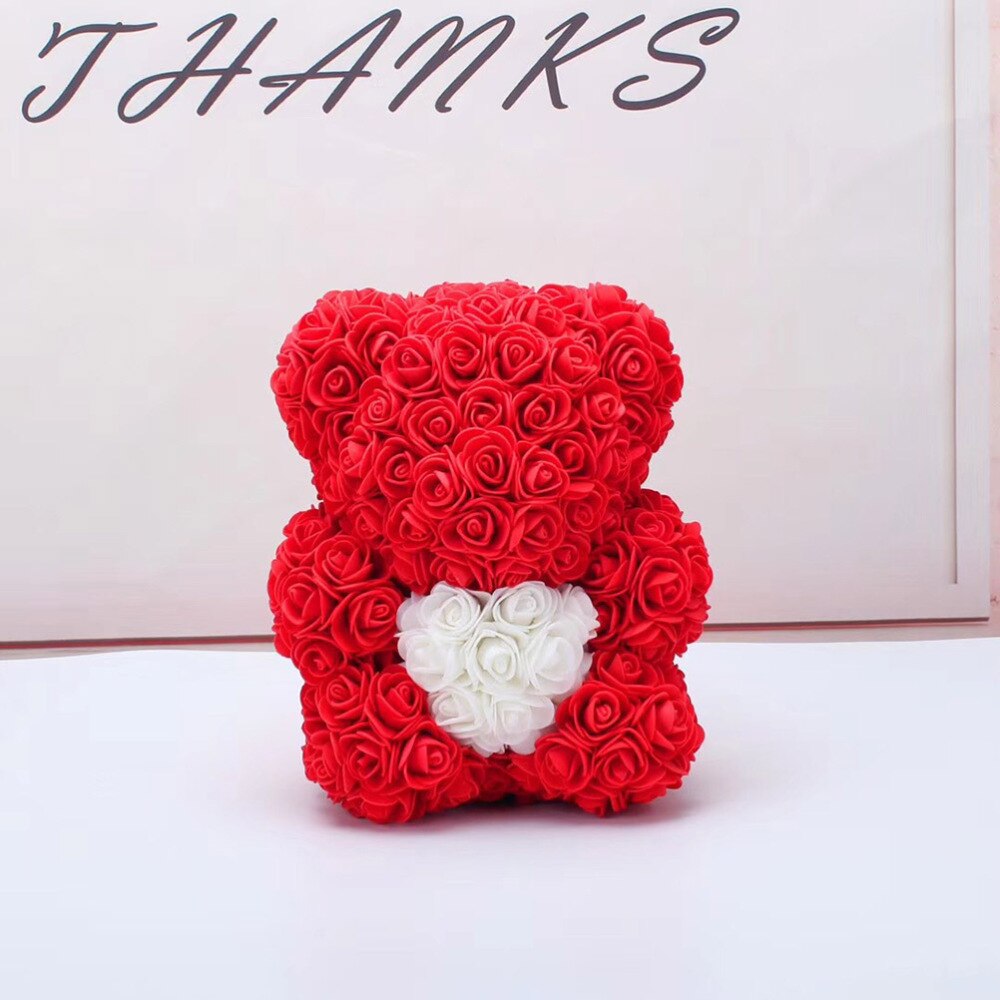 40cm rose bjørn rose blomst kunstig dekorasjon valentinsdag diy for bryllup kjæreste jubileum gif