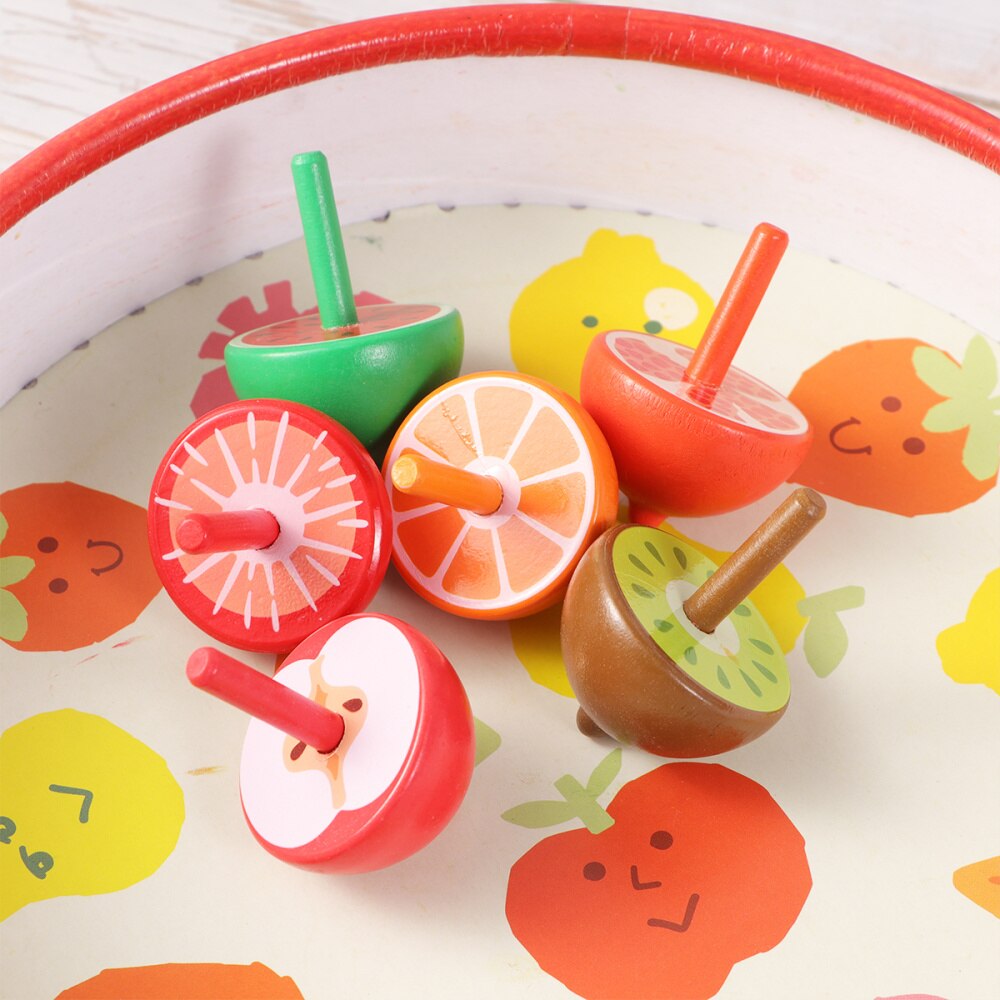 1 schachtel mit 6 stück bunten, drehbaren fruchtmotiven für kinder, pädagogisch wertvoll zum spielen
