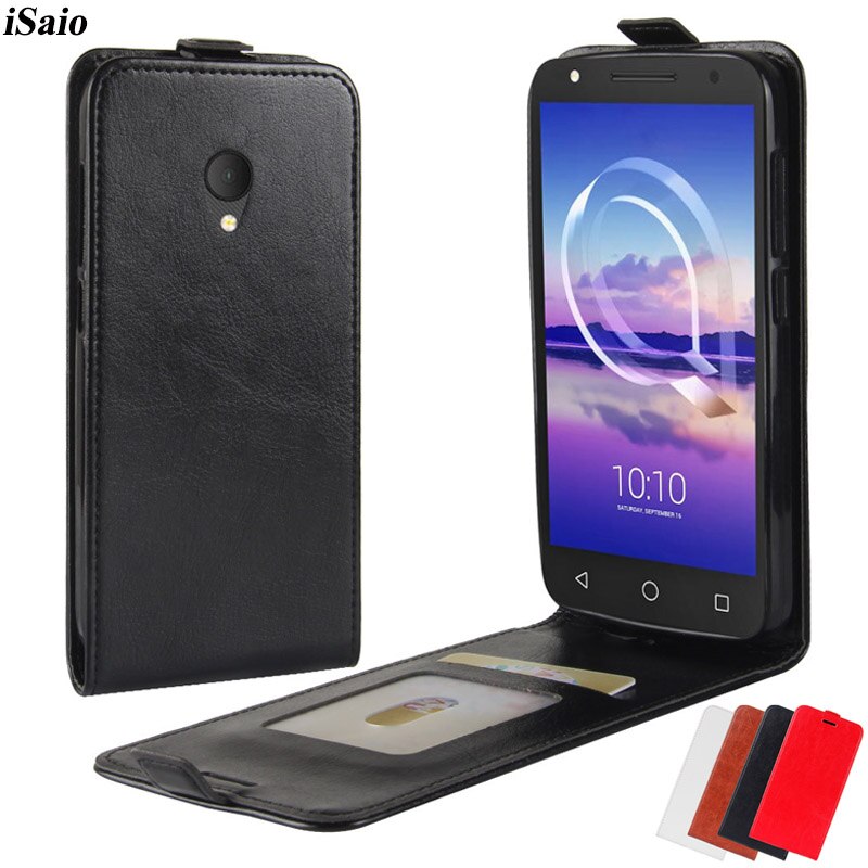 Funda de cuero con tapa para Alcatel U5 3G 4G 4047 4047D 5044D 5044Y, Funda de teléfono móvil de silicona TPU de lujo