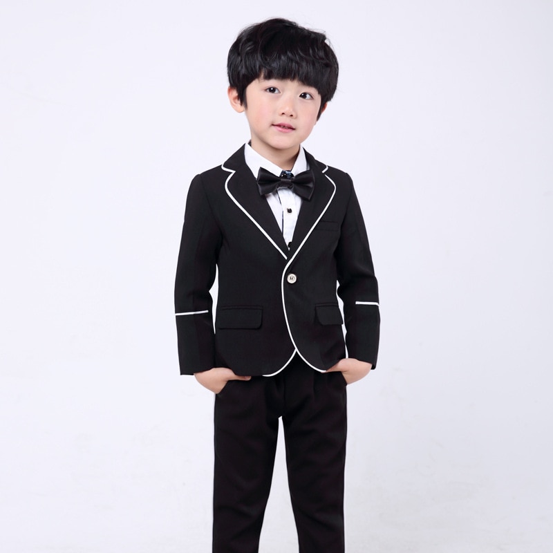 Skole drenge jakkesæt til bryllup gallafest 2t-12y børn slim fit jakkesæt sæt drenge formelle blazer bukser 2 stk butterfly kostume  f135