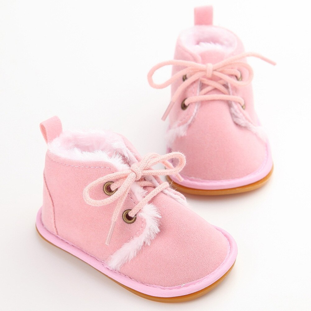 Mode Voorraad Pasgeboren Peuter Sneaker Laarzen Baby Boy Meisje Warme Bont Crib Schoenen 0-18 m: Roze / 0-6 months