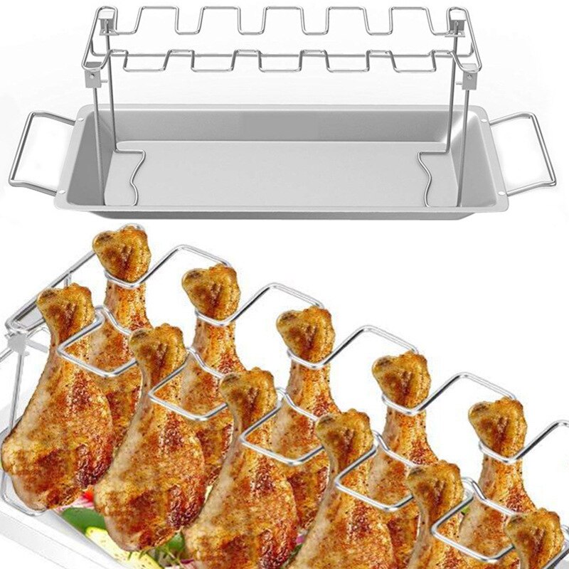 Kyllingevinge benstativ til grill ryger ovn rustfrit stål lodret ristestativ i grill sikkert grill tilbehør